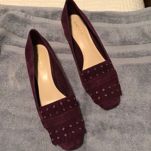 9west maroon suede loafer style shoe